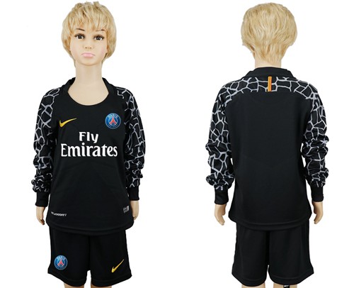 Chelsea Blank Black Goalkeeper Long Sleeves Kid Soccer Club Jersey